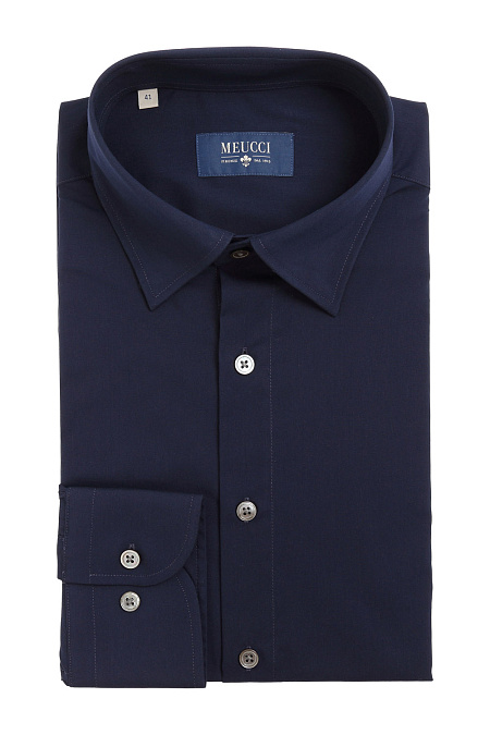 Модная мужская рубашка синего цвета арт. MW8-0516 от Meucci (Италия) - фото. Цвет: Темно-синий. Купить в интернет-магазине https://shop.meucci.ru

