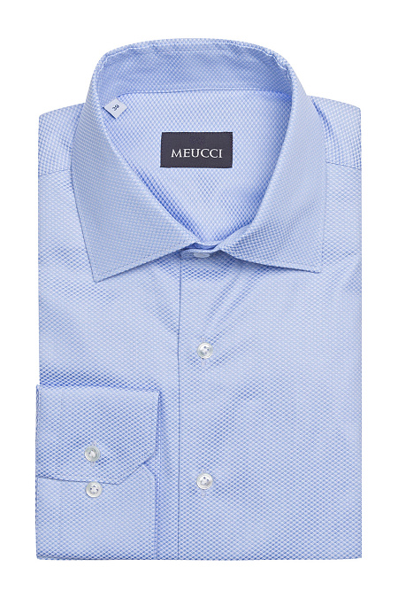 Модная мужская голубая рубашка с длинными рукавами арт. SL 90202 R BAS 2193/141738 от Meucci (Италия) - фото. Цвет: Голубой, микродизайн. Купить в интернет-магазине https://shop.meucci.ru

