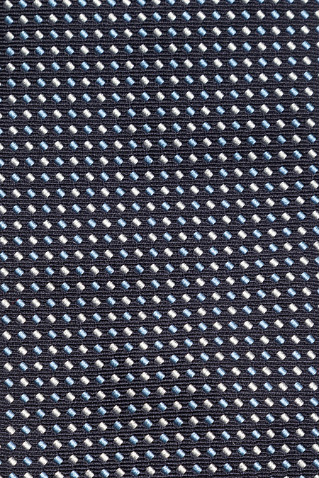 Темно-синий галстук из шелка с мелким цветным орнаментом для мужчин бренда Meucci (Италия), арт. EKM212202-75 - фото. Цвет: Темно-синий, цветной орнамент. Купить в интернет-магазине https://shop.meucci.ru
