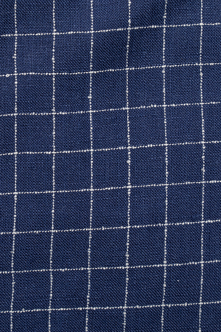 Модная мужская рубашка из смеси льна и хлопка синяя в клетку  арт. SL 902020 R 91CN/302110 от Meucci (Италия) - фото. Цвет: Синий в белую клетку . Купить в интернет-магазине https://shop.meucci.ru

