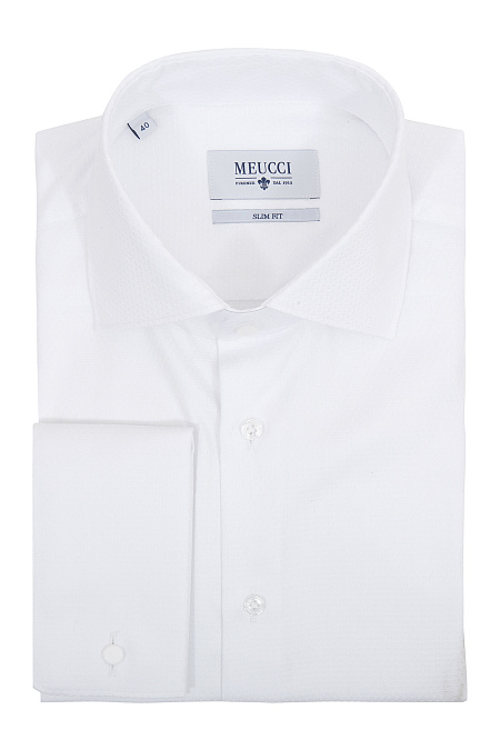 Модная мужская классическая рубашка под запонки арт. SL 90104 R 10171/141267Z от Meucci (Италия) - фото. Цвет: Белый. Купить в интернет-магазине https://shop.meucci.ru

