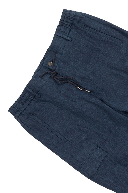 Мужские брендовые льняные брюки темно-синего цвета  арт. LM 104SUB NAVY Meucci (Италия) - фото. Цвет: Темно-синий. Купить в интернет-магазине https://shop.meucci.ru
