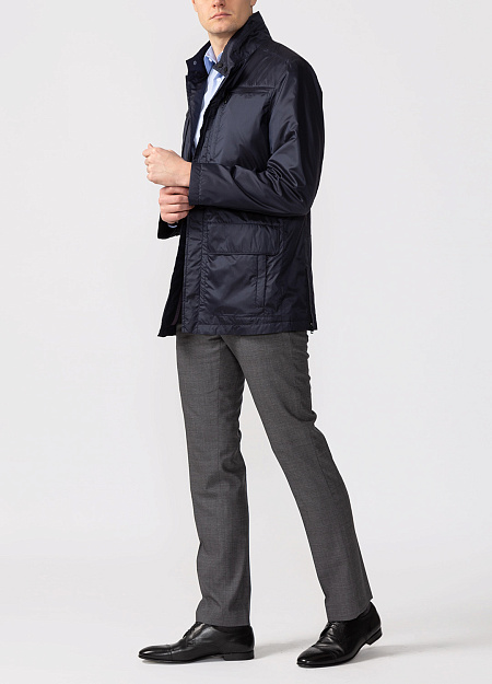 Шелковая куртка с воротником стойка для мужчин бренда Meucci (Италия), арт. 12793 - фото. Цвет: Черно-синий. Купить в интернет-магазине https://shop.meucci.ru
