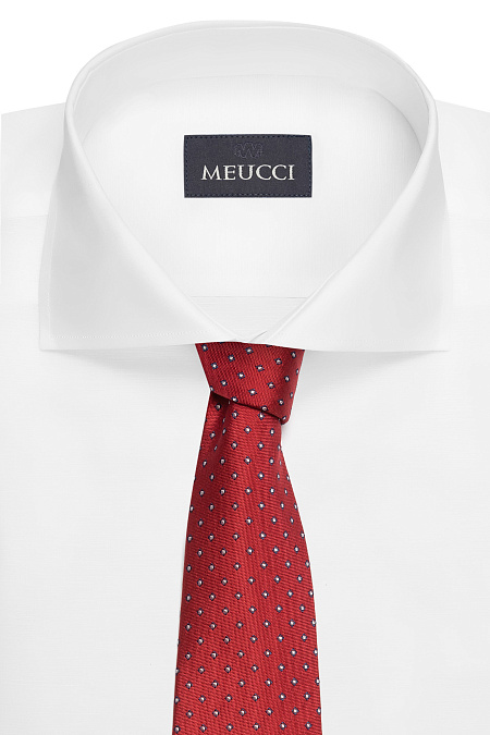 Шелковый галстук красного цвета с орнаментом для мужчин бренда Meucci (Италия), арт. EKM212202-7 - фото. Цвет: Красный, цветной орнамент. Купить в интернет-магазине https://shop.meucci.ru

