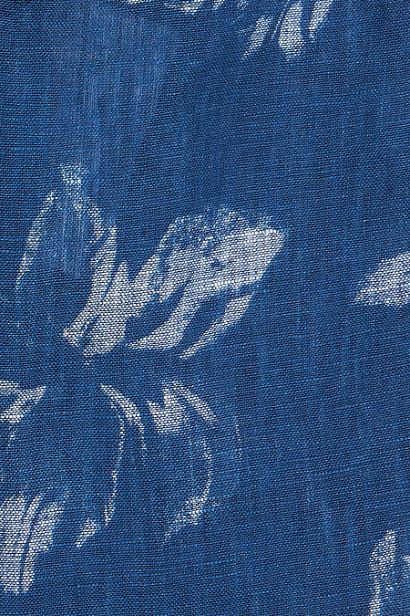 Модная мужская рубашка из льна с коротким рукавом  арт. SL 90100 R/NK085 от Meucci (Италия) - фото. Цвет: Сине-белый принт.
