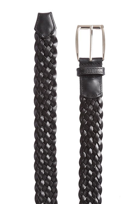 Кожаный ремень с плетением для мужчин бренда Meucci (Италия), арт. 35B481 OSCAR/NERO - фото. Цвет: Черный. Купить в интернет-магазине https://shop.meucci.ru
