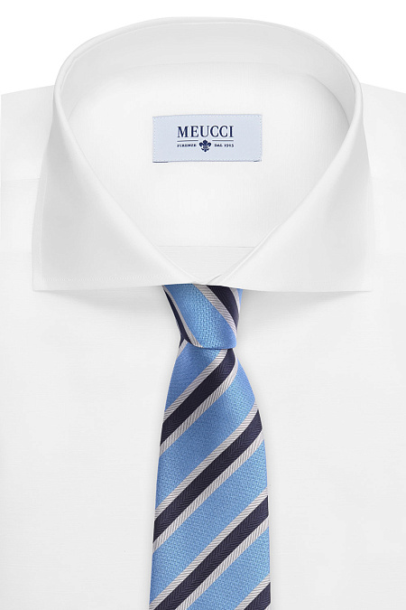 Галстук для мужчин бренда Meucci (Италия), арт. 8062/3 - фото. Цвет: Черный, голубой. Купить в интернет-магазине https://shop.meucci.ru
