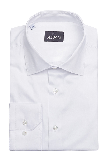 Модная мужская классическая рубашка из хлопка арт. SL 90202 RL BAS 0193/141724 от Meucci (Италия) - фото. Цвет: Белый, микродизайн. Купить в интернет-магазине https://shop.meucci.ru

