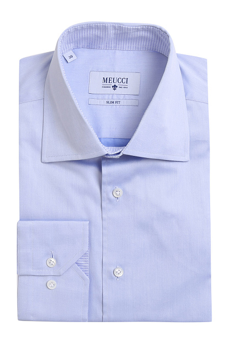 Модная мужская классическая рубашка из тонкого хлопка арт. MS18078 от Meucci (Италия) - фото. Цвет: Голубой с орнаментом. Купить в интернет-магазине https://shop.meucci.ru

