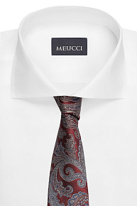 Бордовый галстук из шелка с цветным орнаментом (EKM212202-36)