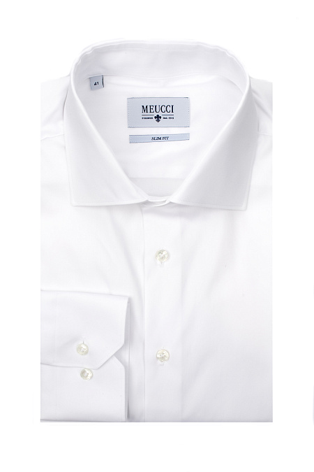 Модная мужская хлопковая рубашка белого цвета арт. SL 90102 RL 10171/141276 от Meucci (Италия) - фото. Цвет: Белый. Купить в интернет-магазине https://shop.meucci.ru

