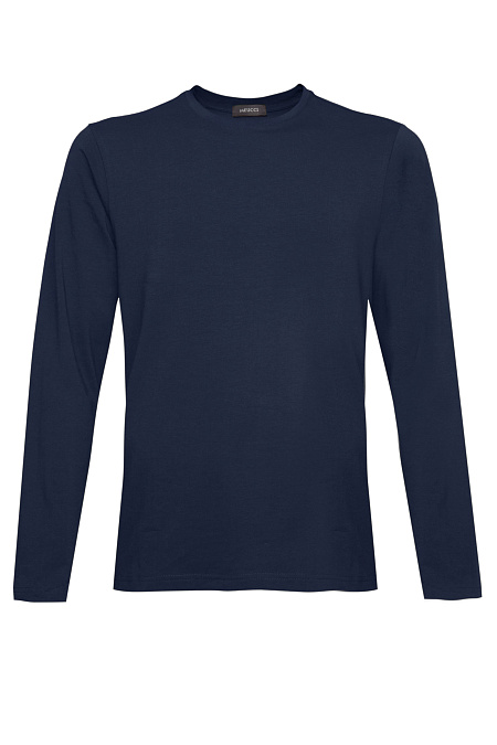 Темно-синий лонгслив из хлопка с добавлением лайкры  для мужчин бренда Meucci (Италия), арт. TLS 2002 NAVY - фото. Цвет: Темно-синий. Купить в интернет-магазине https://shop.meucci.ru
