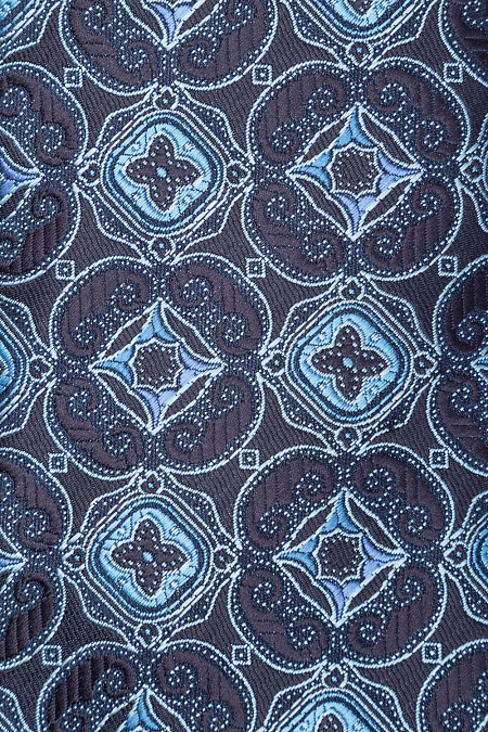 Галстук синий с орнаментом для мужчин бренда Meucci (Италия), арт. 03202006-75 - фото. Цвет: Синий с орнаментом. Купить в интернет-магазине https://shop.meucci.ru
