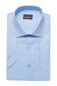 Льняная рубашка голубая с коротким рукавом  (SL 9020 R BAS 0291/182082 K)