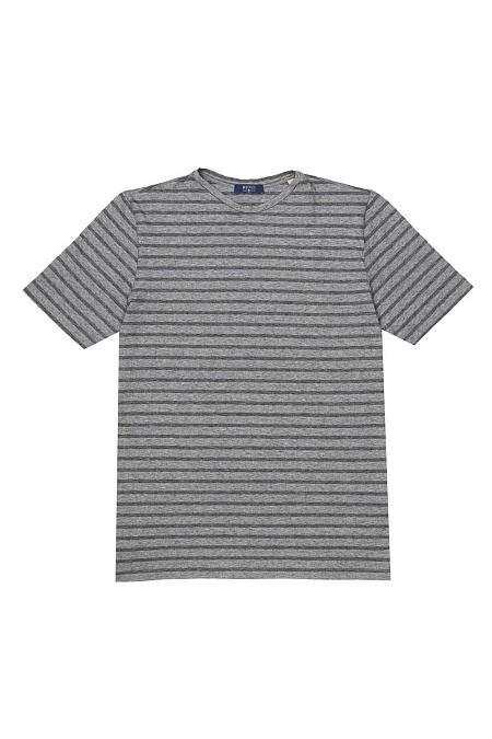 Серая футболка в полоску для мужчин бренда Meucci (Италия), арт. 1555171/3 - фото. Цвет: Серый в полоску. Купить в интернет-магазине https://shop.meucci.ru
