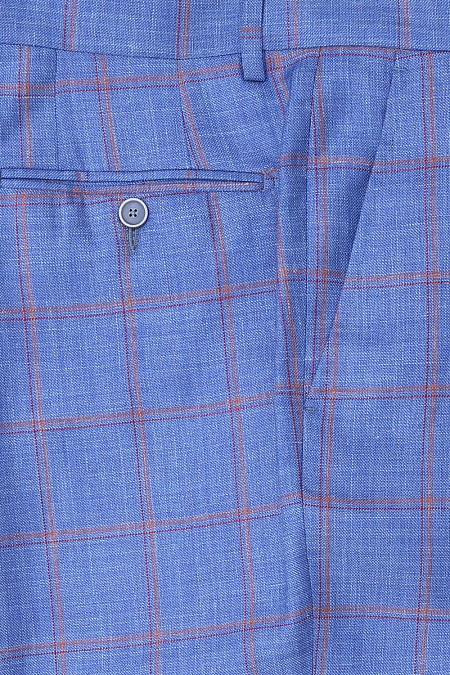 Мужские брендовые брюки арт. MI 30073/7031 Meucci (Италия) - фото. Цвет: Синий, крупная клетка. Купить в интернет-магазине https://shop.meucci.ru
