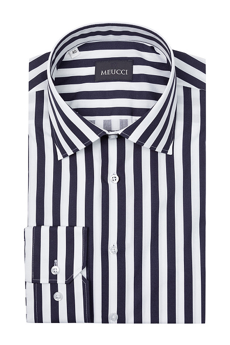Модная мужская рубашка в черно-белую полоску арт. SL212018 от Meucci (Италия) - фото. Цвет: Черно-белая полоска. Купить в интернет-магазине https://shop.meucci.ru

