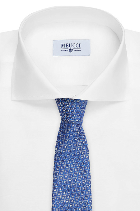 Небесно-голубой галстук с крупным узором для мужчин бренда Meucci (Италия), арт. J1455/1 - фото. Цвет: Голубой. Купить в интернет-магазине https://shop.meucci.ru
