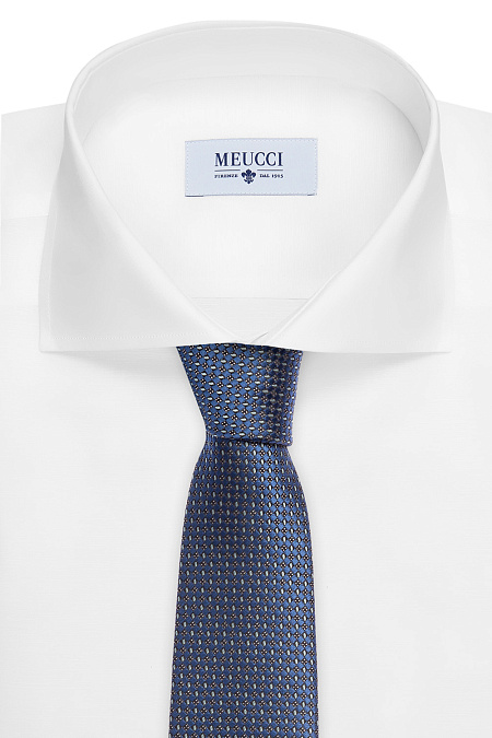Галстук из шелка для мужчин бренда Meucci (Италия), арт. 40128/1 - фото. Цвет: Синий с принтом. Купить в интернет-магазине https://shop.meucci.ru
