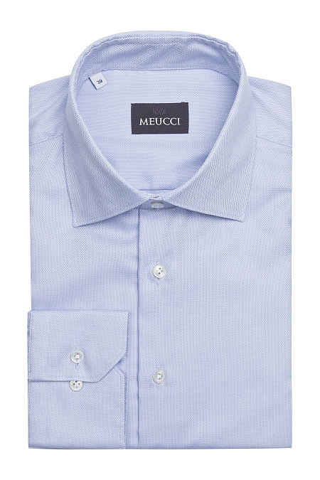 Модная мужская классическая рубашка голубого цвета с микродизайном арт. SL 90202 RL BAS 2193/141747 от Meucci (Италия) - фото. Цвет: Голубой, микродизайн. Купить в интернет-магазине https://shop.meucci.ru

