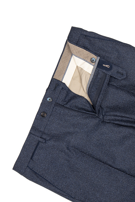 Мужские брендовые брюки серо-синего цвета арт. GB1748 BLUE Meucci (Италия) - фото. Цвет: Синий. Купить в интернет-магазине https://shop.meucci.ru
