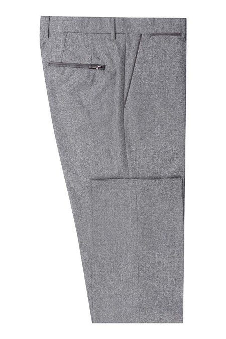 Мужские брендовые шерстяные брюки серого цвета арт. VB2108 LT GREY Meucci (Италия) - фото. Цвет: Светло-серый с микродизайн. Купить в интернет-магазине https://shop.meucci.ru
