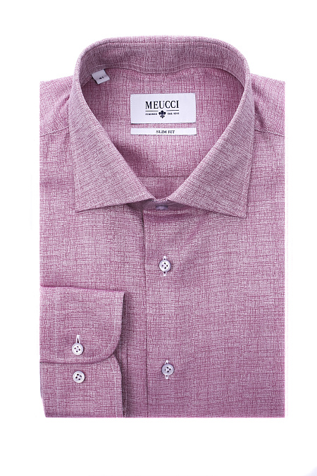 Модная мужская приталенная рубашка из хлопка арт. SL 9302203 R 35162/151220 от Meucci (Италия) - фото. Цвет: Сливовый. Купить в интернет-магазине https://shop.meucci.ru

