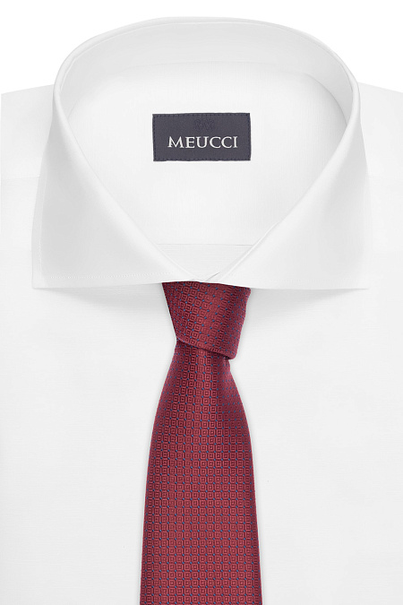 Бордовый галстук с орнаментом для мужчин бренда Meucci (Италия), арт. 03202006-14 - фото. Цвет: Бордовый с синим. Купить в интернет-магазине https://shop.meucci.ru

