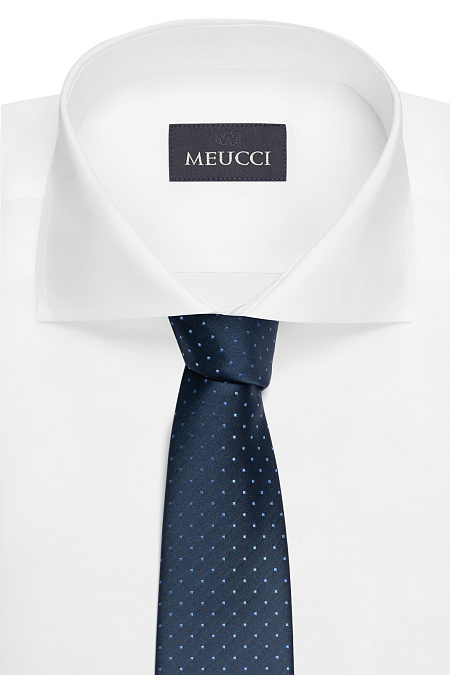 Темно-синий галстук с мелким орнаментом для мужчин бренда Meucci (Италия), арт. EKM212202-109 - фото. Цвет: Темно-синий, голубой орнамент. Купить в интернет-магазине https://shop.meucci.ru
