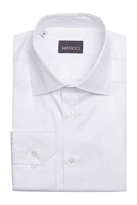 Модная мужская белая классическая рубашка арт. SL 90202 R BAS 0193/141727 от Meucci (Италия) - фото. Цвет: Белый, микродизайн. Купить в интернет-магазине https://shop.meucci.ru

