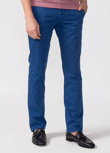 Синие хлопковые брюки для мужчин бренда Meucci (Италия), арт. BN0002BX OLTREMARE - фото. Цвет: Синий, ультрамарин. Купить в интернет-магазине https://shop.meucci.ru

