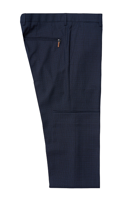 Мужские брюки темно-синие из шерсти арт. GB 2065 Navy Meucci (Италия) - фото. Цвет: Темно-синий. Купить в интернет-магазине https://shop.meucci.ru
