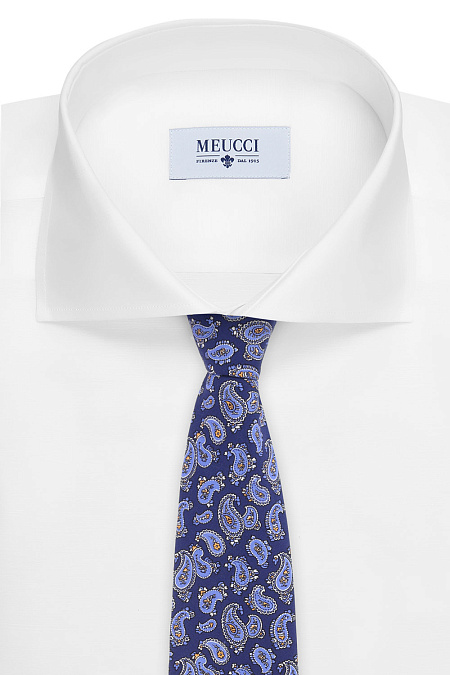 Темно-синий галстук с узором "пейсли" для мужчин бренда Meucci (Италия), арт. 7330/2 - фото. Цвет: Синий. Купить в интернет-магазине https://shop.meucci.ru
