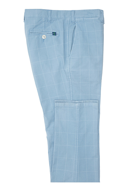 Мужские брендовые хлопковые брюки светло-синие в клетку арт. ZR1350/91555/502 Meucci (Италия) - фото. Цвет: Светло-синий в клетку. Купить в интернет-магазине https://shop.meucci.ru
