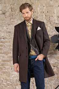 Пальто коричневое из шерсти с кашемиром  (MI 5300191/11901)