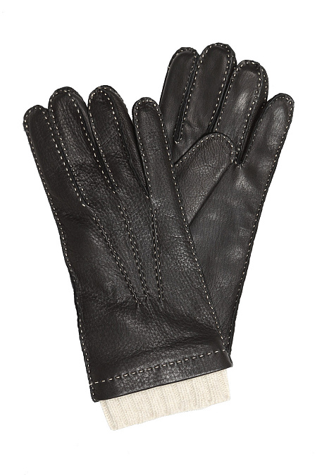 Перчатки для мужчин бренда Meucci (Италия), арт. 2758 BLACK CUFF BEIGE - фото. Цвет: Черный. Купить в интернет-магазине https://shop.meucci.ru
