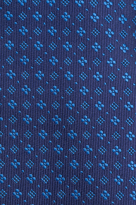 Галстук синего цвета с мелким орнаментом для мужчин бренда Meucci (Италия), арт. EKM212202-129 - фото. Цвет: Синий с орнаментом. Купить в интернет-магазине https://shop.meucci.ru
