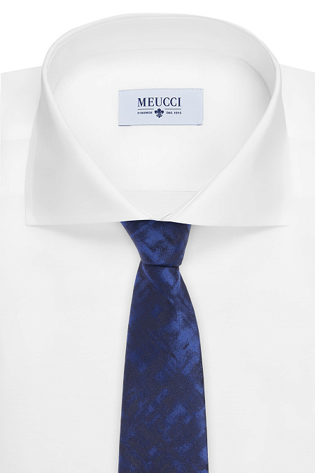 Темно-синий галстук с принтом для мужчин бренда Meucci (Италия), арт. 36330/2 - фото. Цвет: Темно-синий. Купить в интернет-магазине https://shop.meucci.ru
