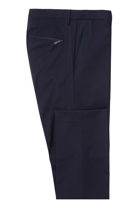 Мужские брендовые брюки из тонкой шерсти темно-синие  арт. VB 101ALC MIDING Meucci (Италия) - фото. Цвет: Темно-синий. Купить в интернет-магазине https://shop.meucci.ru
