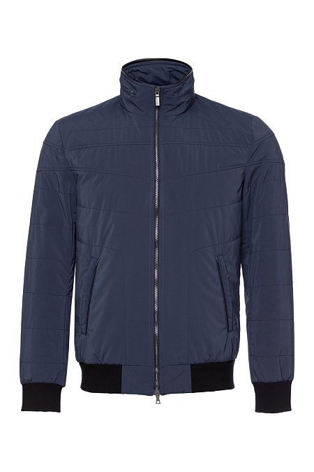 Короткая куртка-бомбер тёмно-синего цвета  для мужчин бренда Meucci (Италия), арт. 6545 - фото. Цвет: Тёмно-синий. Купить в интернет-магазине https://shop.meucci.ru
