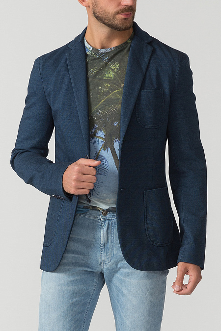 Легкий трикотажный пиджак для мужчин MEUCCI (Италия), арт. E161132 DARK  BLEACH, цвет синий, модная дизайнерская коллекция Весна-Лето - купить в  Москве в интернет-магазине MEUCCI