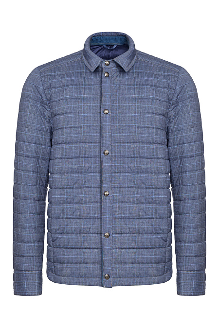 Утепленная стеганая куртка для мужчин бренда Meucci (Италия), арт. 56601 - фото. Цвет: Серо-голубой в клетку. Купить в интернет-магазине https://shop.meucci.ru

