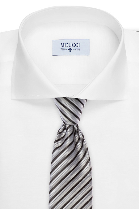 Галстук в полоску для мужчин бренда Meucci (Италия), арт. Z-2506 - фото. Цвет: Серый в полоску. Купить в интернет-магазине https://shop.meucci.ru
