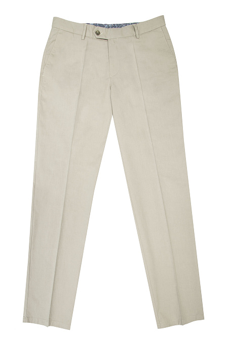 Мужские светло-бежевые брюки из хлопка с добавлением эластана   арт. CH-VB 5043 BEIGE Meucci (Италия) - фото. Цвет: Бежевый . Купить в интернет-магазине https://shop.meucci.ru
