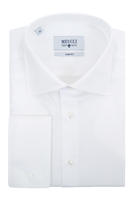 Модная мужская белая рубашка под запонки арт. SL 9202304 R 10172/151302Z от Meucci (Италия) - фото. Цвет: Белый. Купить в интернет-магазине https://shop.meucci.ru

