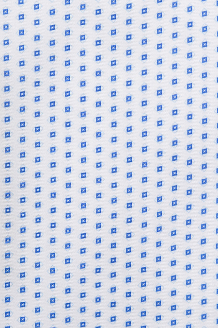 Модная мужская белая рубашка с синим орнаментом арт. SL90202R100182/1631 от Meucci (Италия) - фото. Цвет: Белый с орнаментом. Купить в интернет-магазине https://shop.meucci.ru


