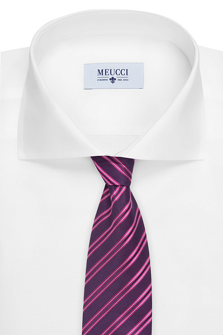 Фиолетовый галстук в косую полосу для мужчин бренда Meucci (Италия), арт. 8176/1 - фото. Цвет: Фиолетовый. Купить в интернет-магазине https://shop.meucci.ru
