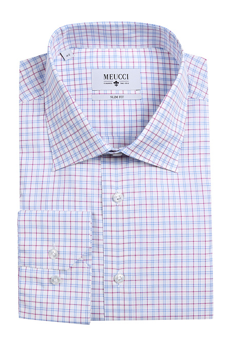 Модная мужская сорочка арт. SL 90202R 12152/141077 от Meucci (Италия) - фото. Цвет: Цветная  клетка. Купить в интернет-магазине https://shop.meucci.ru

