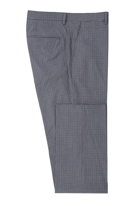 Мужские брендовые брюки арт. SB1234X BLUE Meucci (Италия) - фото. Цвет: Серый/синий, мелкая клетка. Купить в интернет-магазине https://shop.meucci.ru
