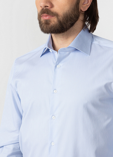 Модная мужская голубая рубашка с микродизайном арт. SL 90202 R BAS2193/141704 от Meucci (Италия) - фото. Цвет: Голубой с микродизайном. Купить в интернет-магазине https://shop.meucci.ru

